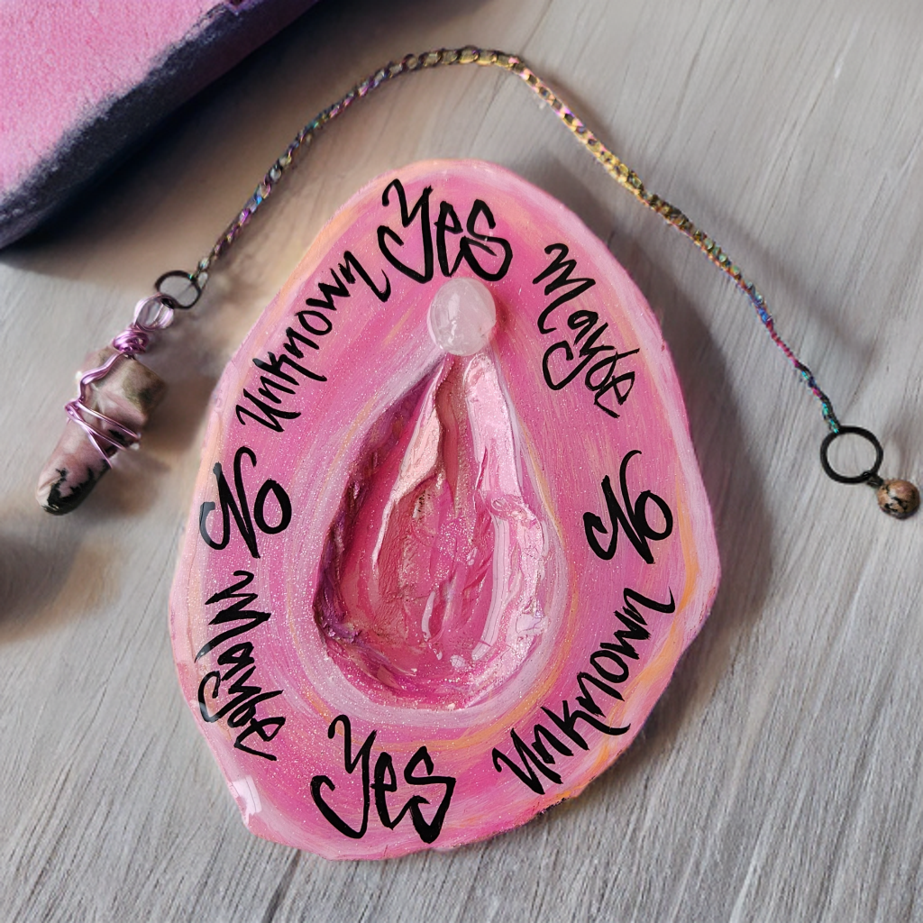 Pussy Pendulum Board: Rose Quartz