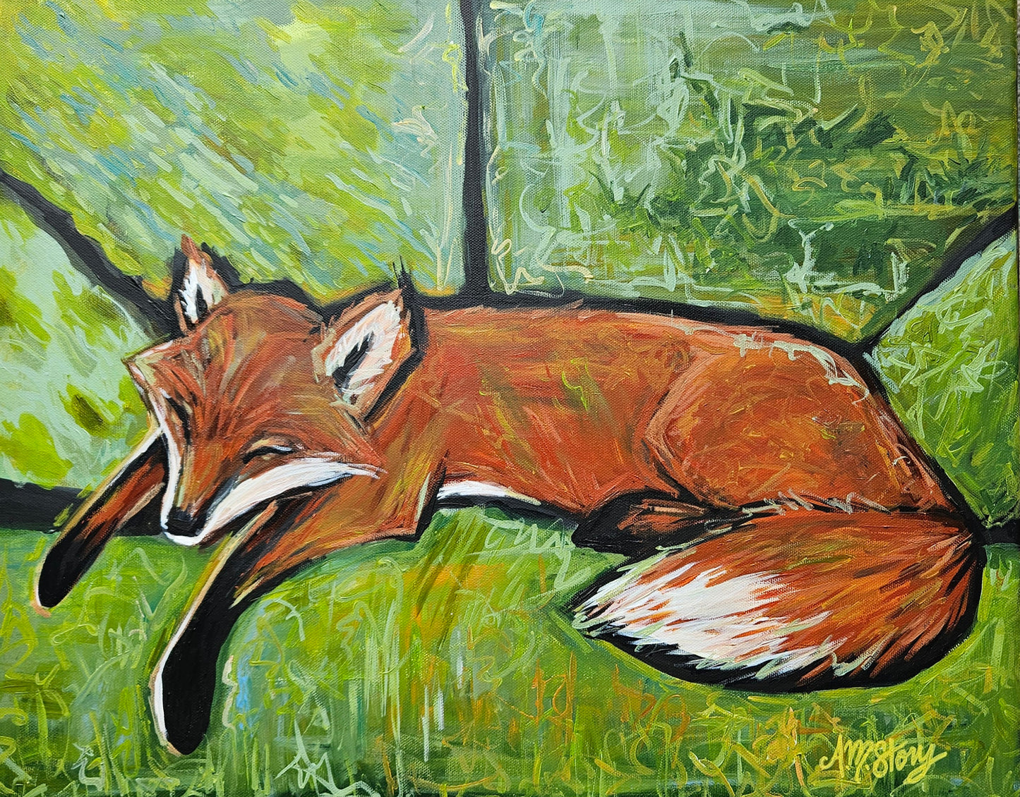 Wild Arcana: Resting Fox | Original acrylic painting on canvas | 20"X16"