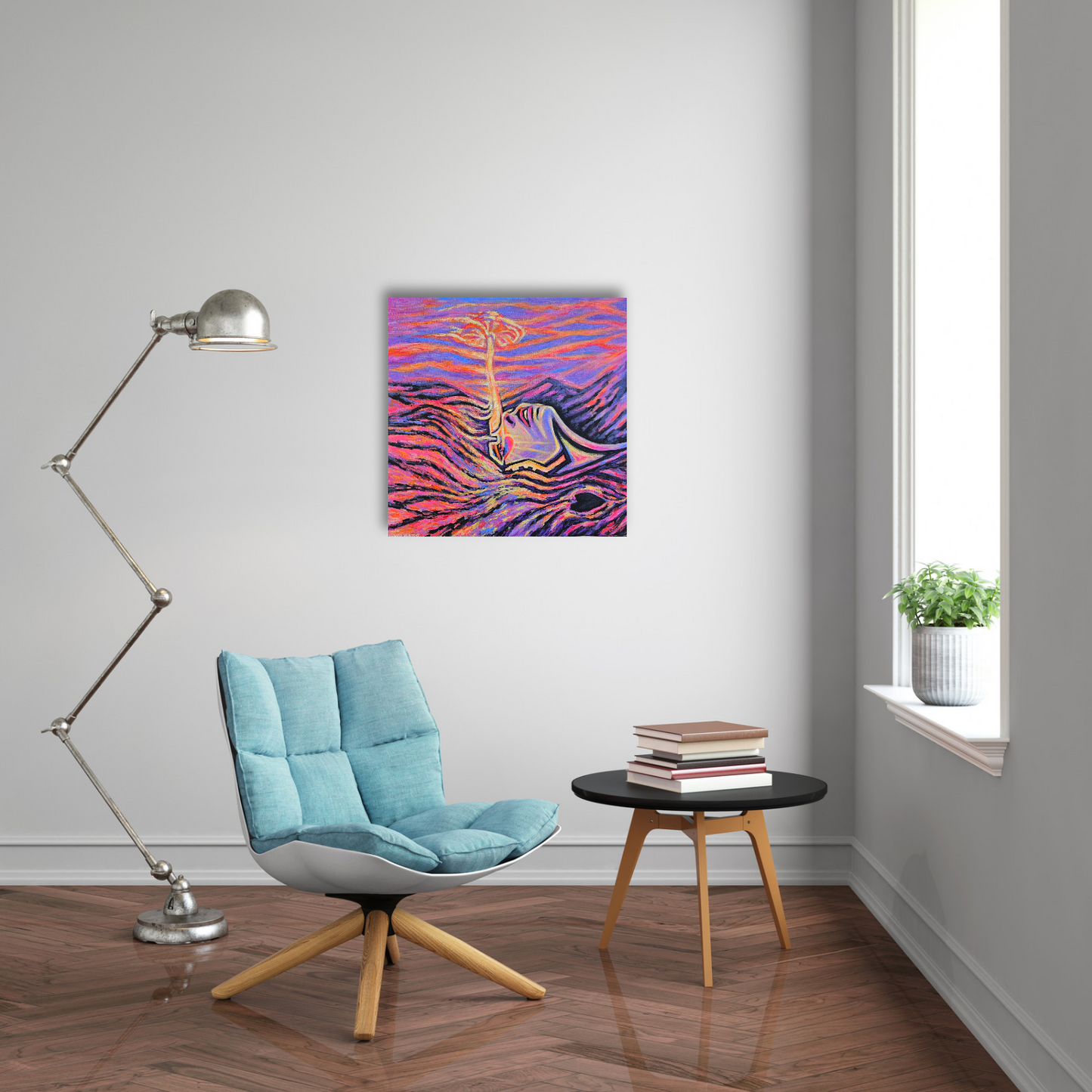 "She Who Watches the Sky" – Original 24x24 Acrylic Painting