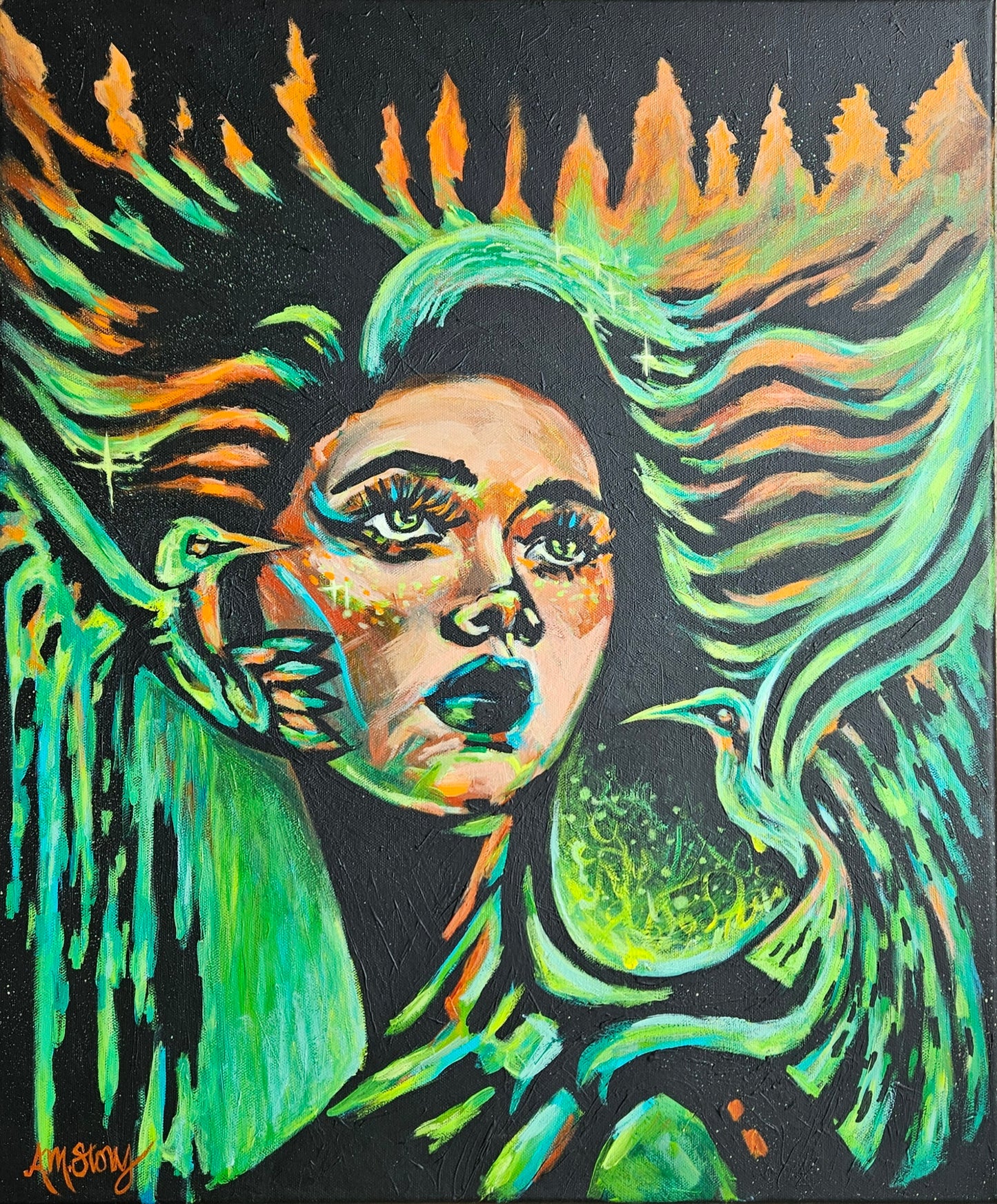 Rising Priestess: Earth Energy | Original acrylic painting on canvas | 20"X24"