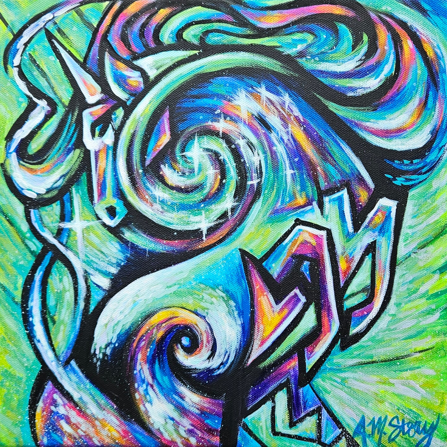 Wild Arcana: Stargazer | Original acrylic painting on canvas | 12"X12"