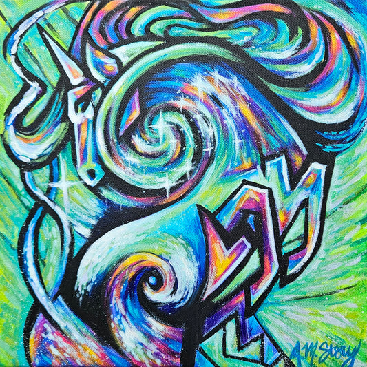 Wild Arcana: Stargazer | Original acrylic painting on canvas | 12"X12"