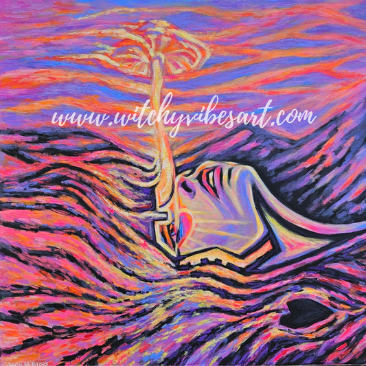 "She Who Watches the Sky" – Original 24x24 Acrylic Painting