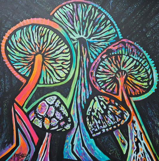 Prism Shrooms: Mushroom Magick | Original acrylic painting on canvas | 24"X24"