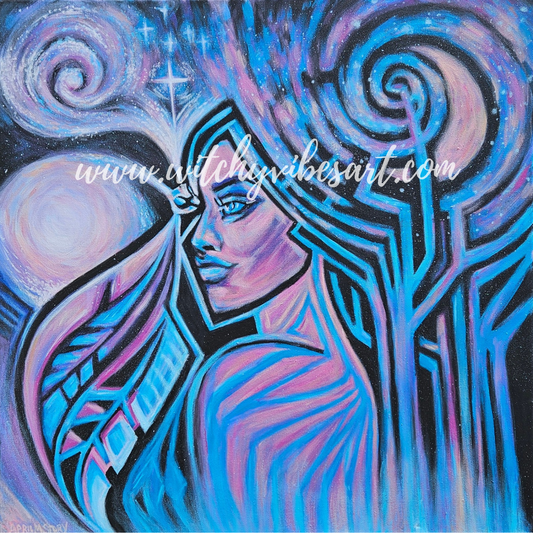 "Whispers Between Worlds" – Original 24x24 Acrylic Painting