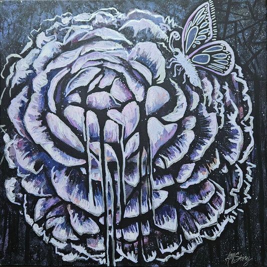 Electric Garden: Peony Nectar | Original acrylic painting on canvas | 24X24"