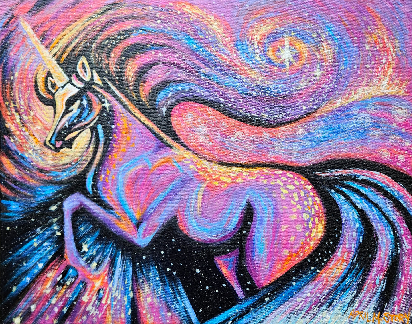 Wild Arcana: Pink Pony Club Unicorn | Original acrylic painting on canvas | 20"x16"